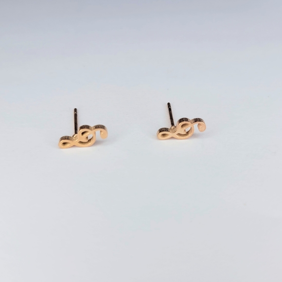 Set of music 🎼 note shaped rose gold color stainless steel earrings - Picture 4 of 4